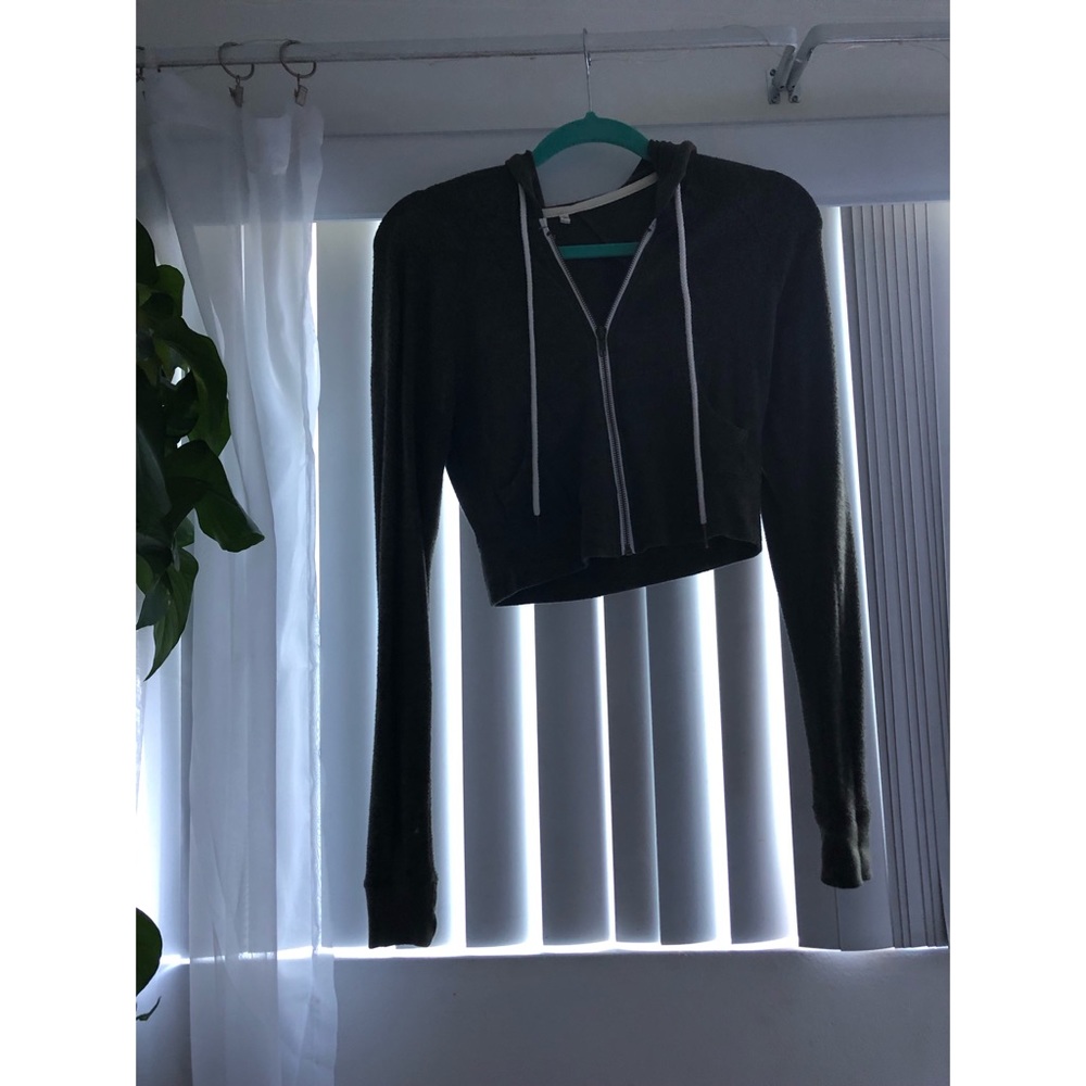 Forest green crop hoodie